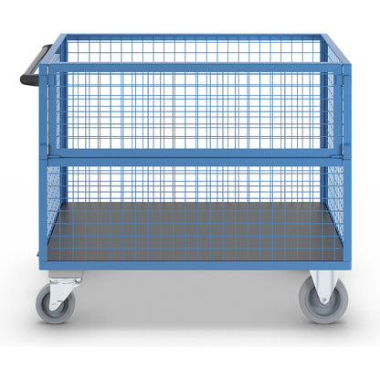 Container truck, panels made of steel mesh, with centre stop, LxWxH 1330 x 800 x 1070 mm.