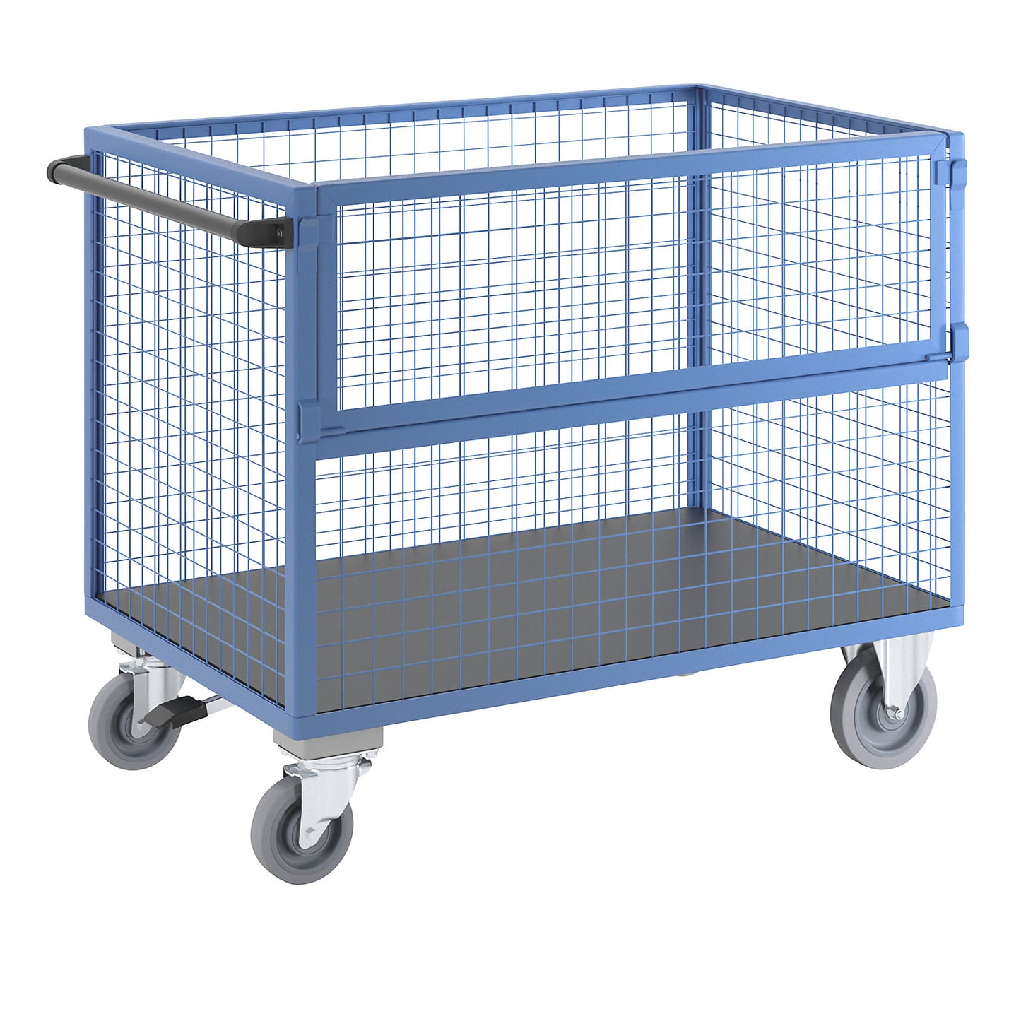 Container truck, panels made of steel mesh, with centre stop, LxWxH 1330 x 800 x 1070 mm.