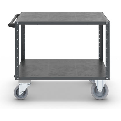 CustomLine assembly trolley, 2 levels, with centre stop, charcoal.