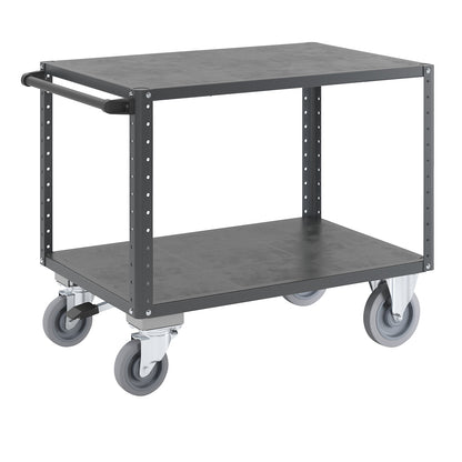 CustomLine assembly trolley, 2 levels, with centre stop, charcoal.