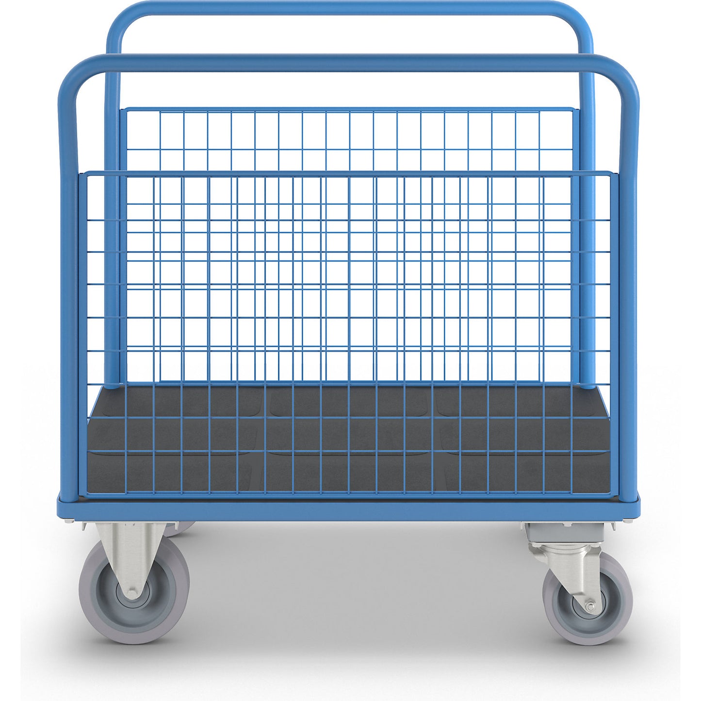 Platform truck with mesh panels, 2 mesh side panels, with centre stop, LxW 1050 x 770 mm.