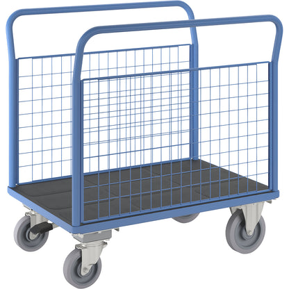Platform truck with mesh panels, 2 mesh side panels, with centre stop, LxW 1050 x 770 mm.