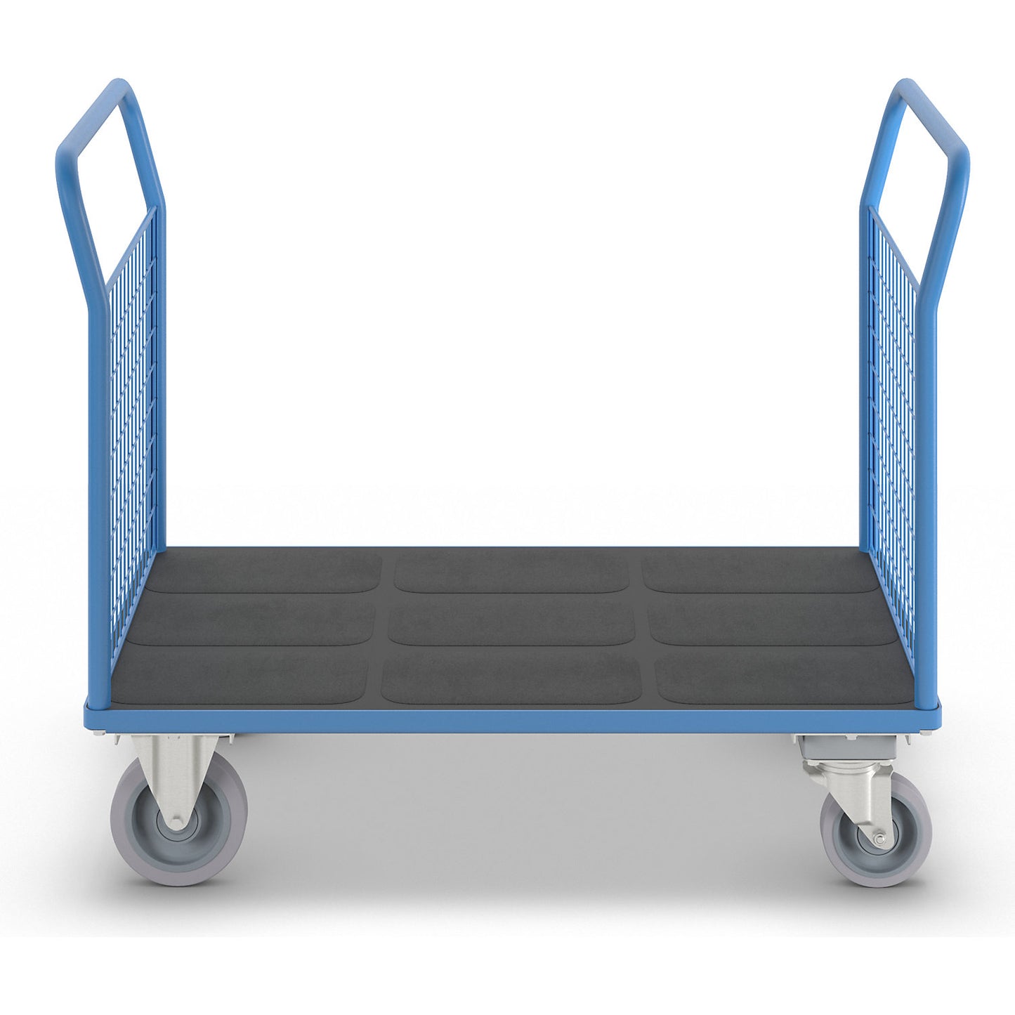 Platform truck with mesh panels, 2 mesh end panels, with centre stop, LxW 1350 x 800 mm.
