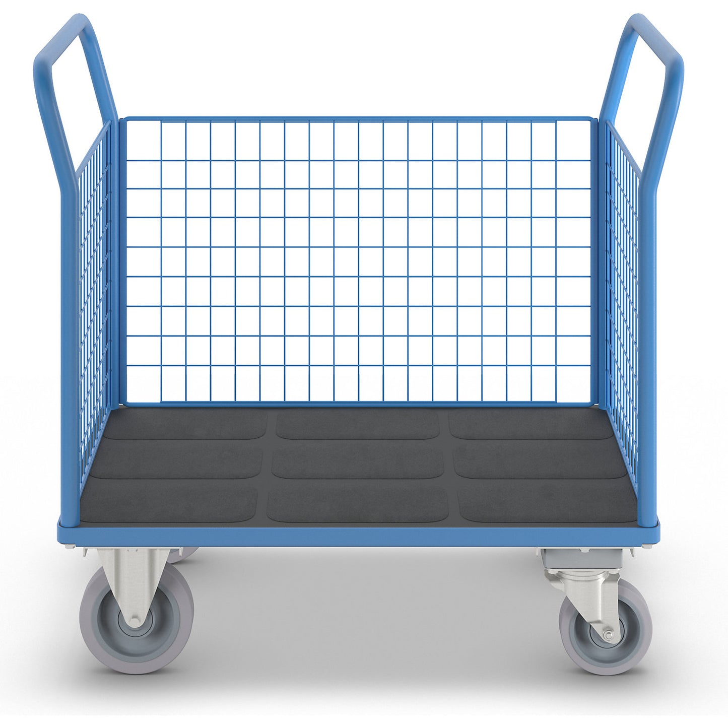 Platform truck with mesh panels, 3 high mesh panels, with centre stop, LxW 1150 x 700 mm.