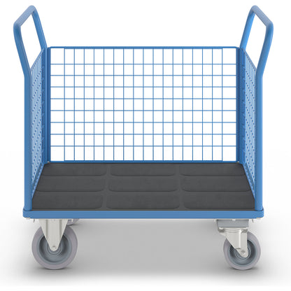 Platform truck with mesh panels, 3 high mesh panels, with centre stop, LxW 1150 x 700 mm.