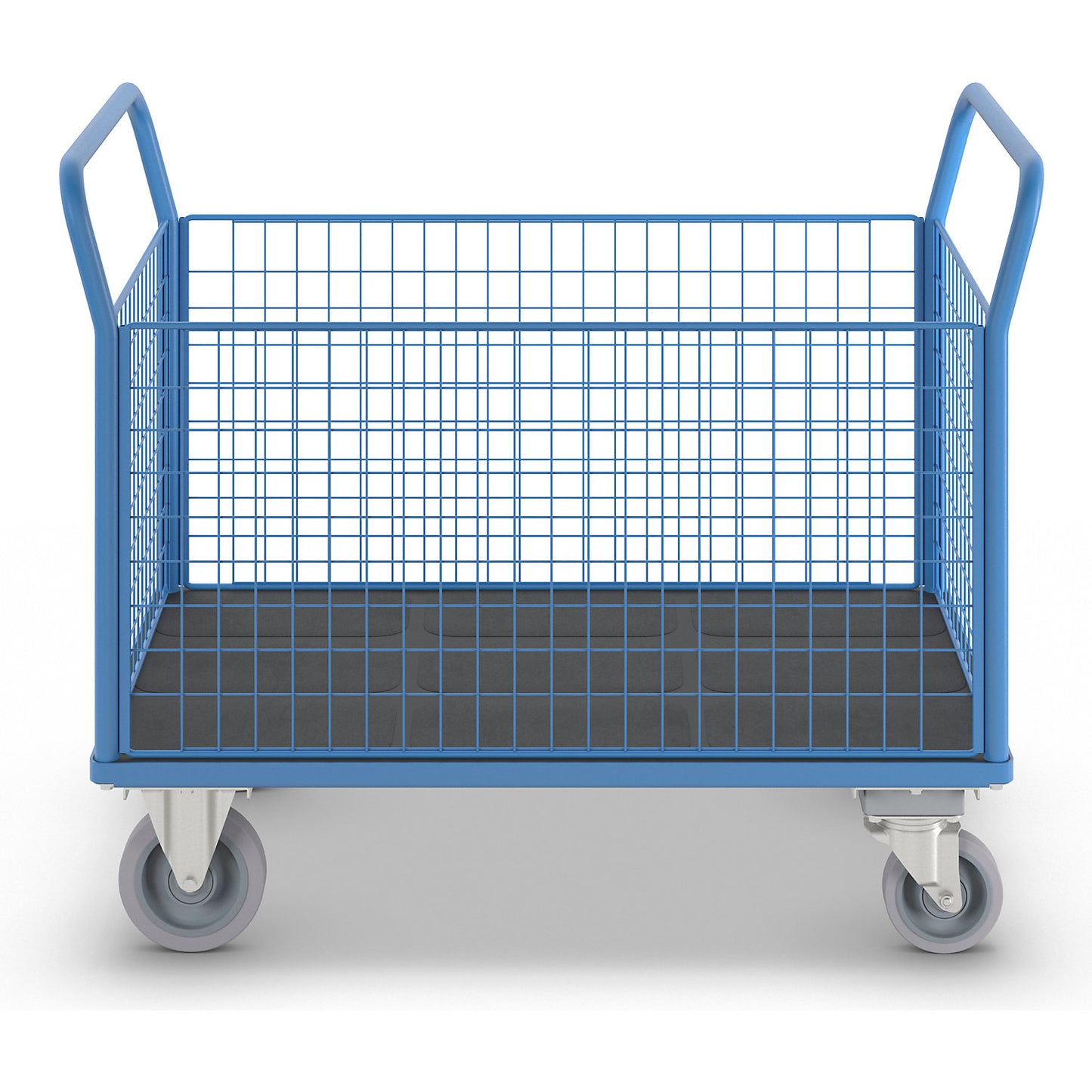 Platform truck with mesh panels, 4 high mesh panels, with centre stop, LxW 1350 x 800 mm.