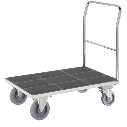 Platform truck with mesh panels, tubular push handle, with centre stop, LxW 1100 x 700 mm, zinc plated.