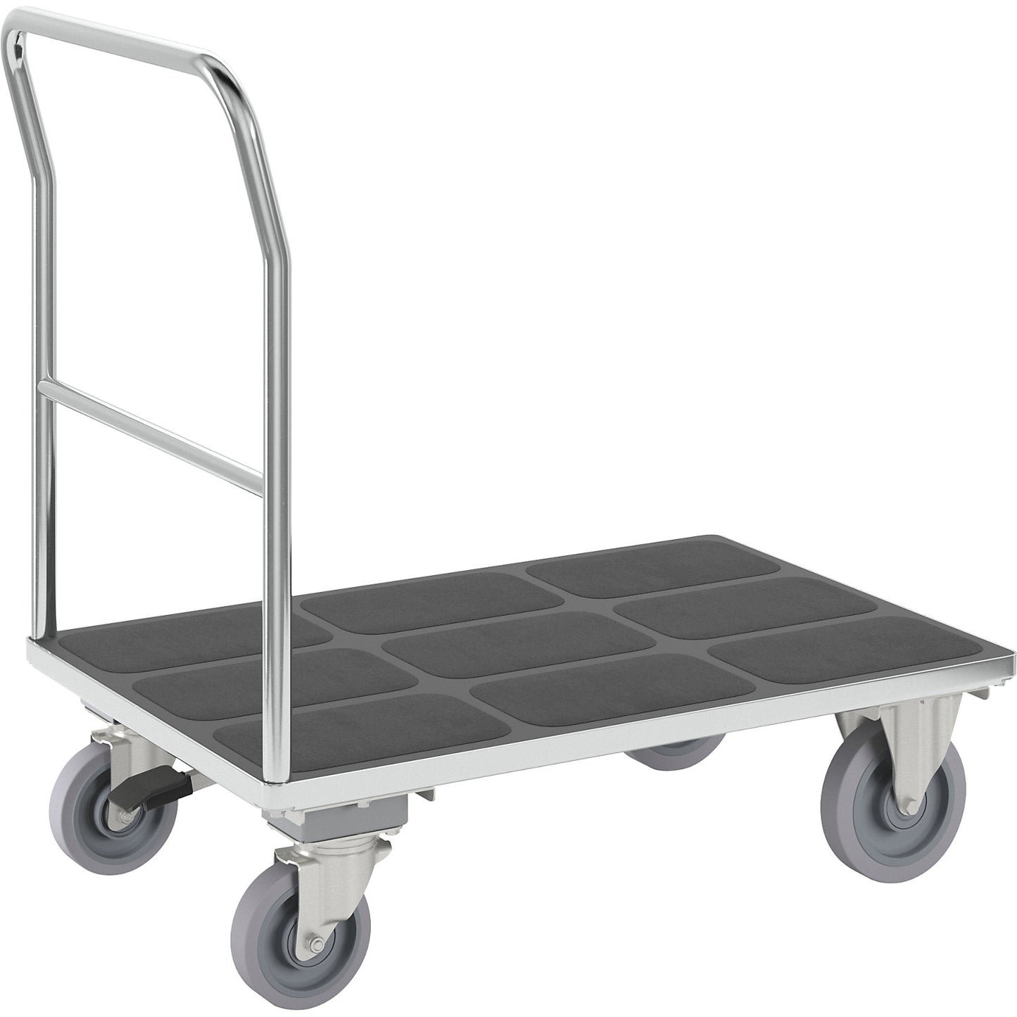 Platform truck with mesh panels, tubular push handle, with centre stop, LxW 1100 x 700 mm, zinc plated.