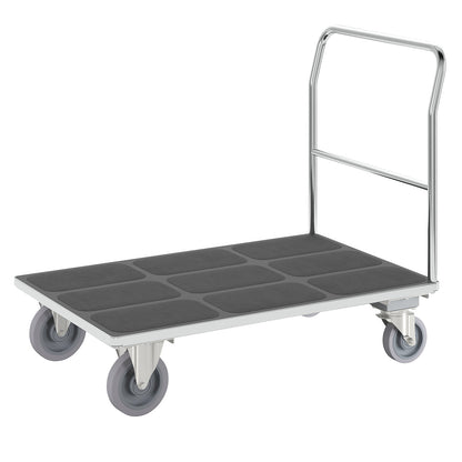 Platform truck with mesh panels, tubular push handle, with centre stop, LxW 1300 x 800 mm, zinc plated.