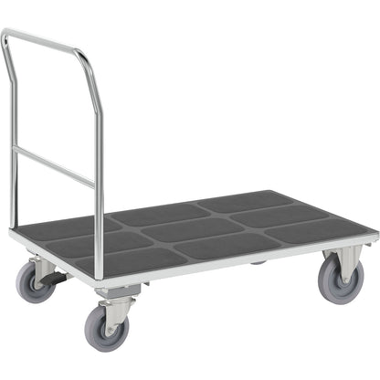Platform truck with mesh panels, tubular push handle, with centre stop, LxW 1300 x 800 mm, zinc plated.
