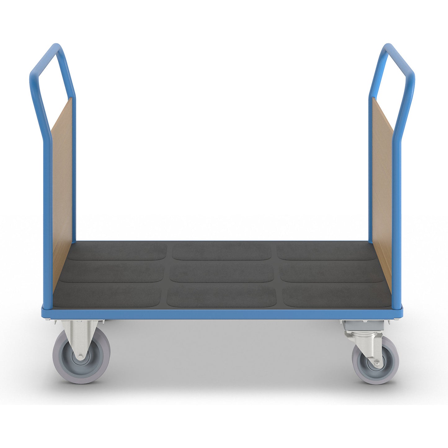 Platform truck with wooden panels, with 2 end panels, with centre stop, LxW 1350 x 800 mm.