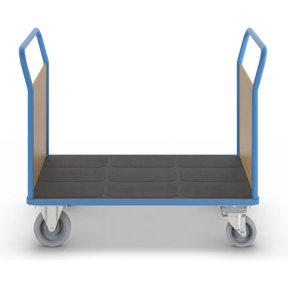 Platform truck with wooden panels, with 2 end panels, with centre stop, LxW 1350 x 800 mm.
