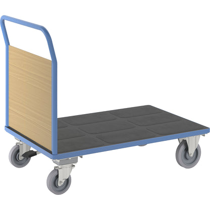 Platform truck with wooden panels, with 1 end panel, with centre stop, LxW 1300 x 800 mm.
