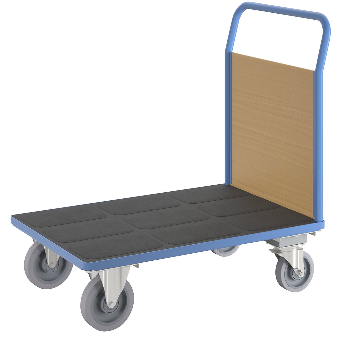 Platform truck with wooden panels, with 1 end panel, with centre stop, LxW 1100 x 700 mm.