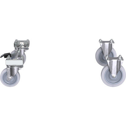 Centre stop castor set, max. load 300 kg, wheel Ø 160 / 200 mm, for frame width 800 mm.