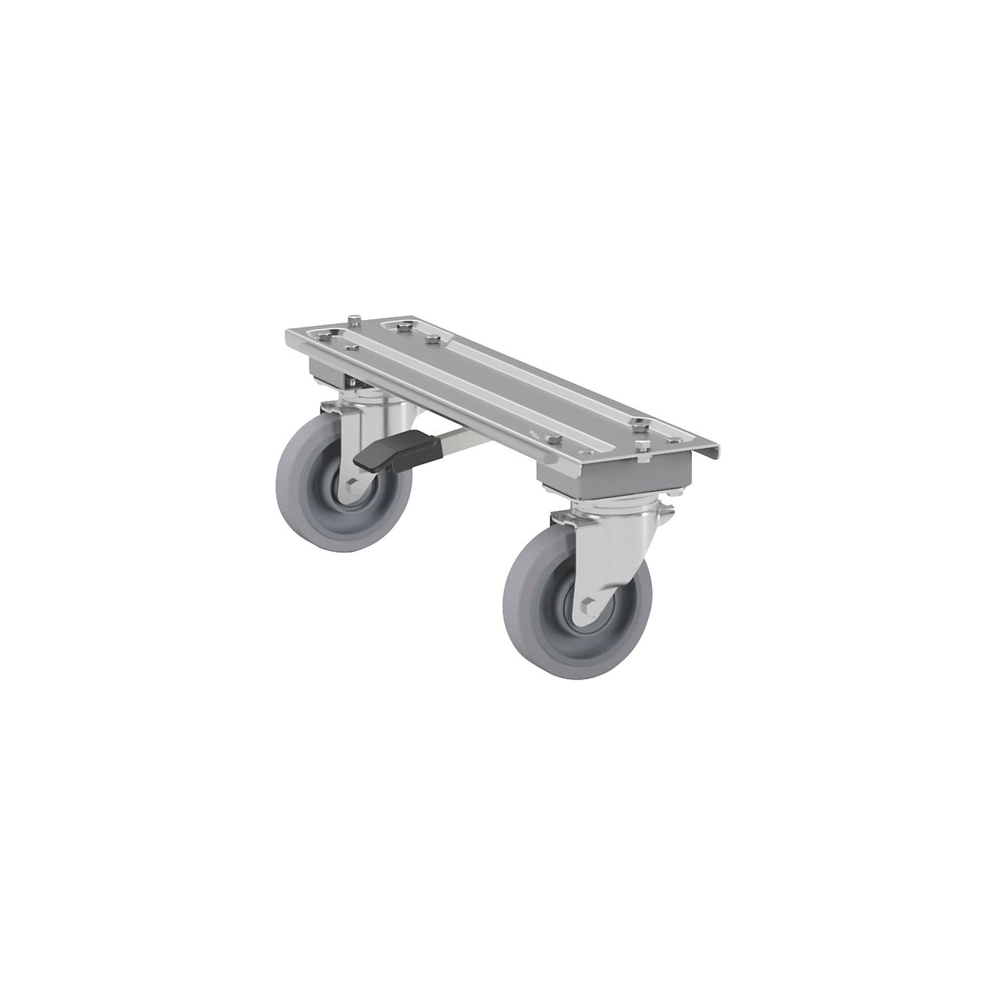Centre stop cross bar, for width 800 mm, swivel castor, 300 kg.