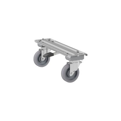 Centre stop cross bar, for width 800 mm, swivel castor, 300 kg.