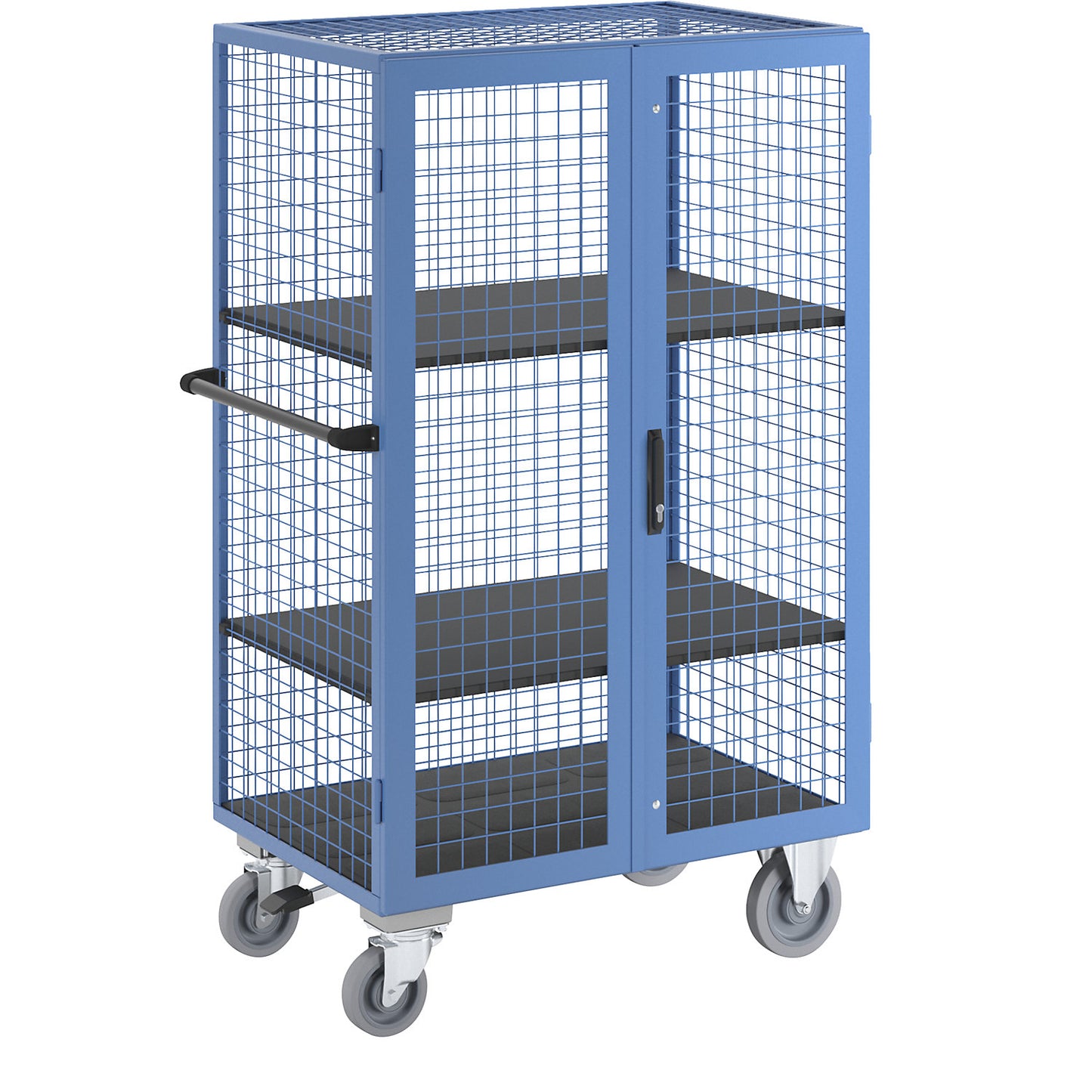 Shelf truck, double door and central stop, 2 shelves.