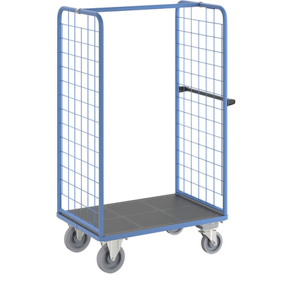 Shelf truck with mesh side panels, with centre stop, platform 975 x 700 mm.