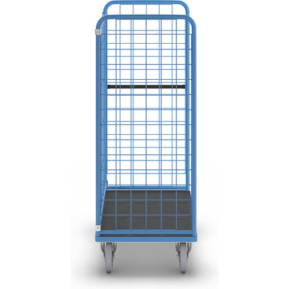 Shelf truck, wire mesh on three sides, max. load 500 kg, centre stop, platform LxW 975 x 655 mm.