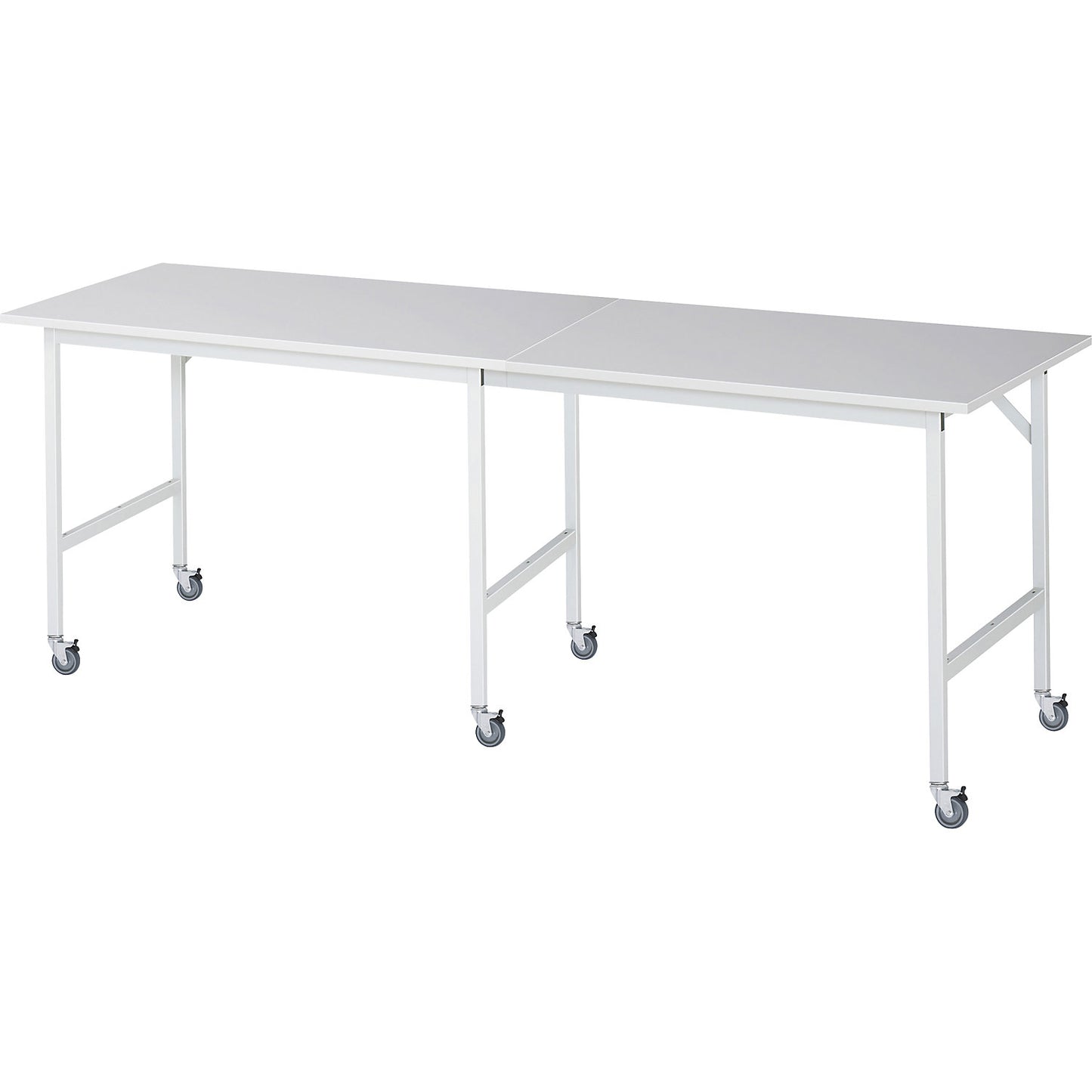 Work table, mobile, melamine panel, thickness 22 mm, 30 x 30 mm, WxDxH 2500 x 800 x 900 mm.