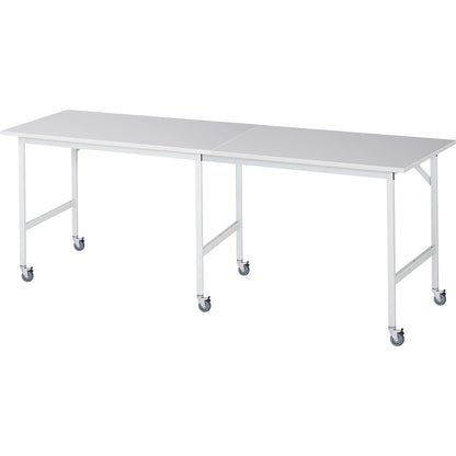 Work table, mobile, melamine panel, thickness 22 mm, 30 x 30 mm, WxDxH 2500 x 800 x 900 mm.
