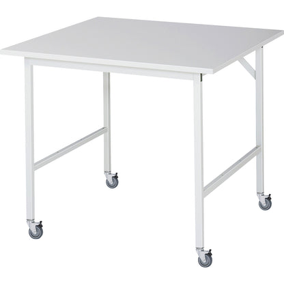 Work table, mobile, melamine panel, thickness 22 mm, 30 x 30 mm, WxDxH 1000 x 1000 x 900 mm.
