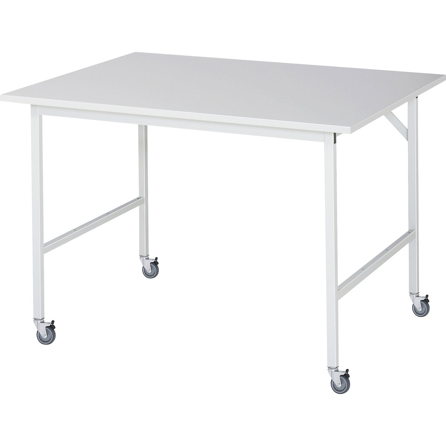 Work table, mobile, melamine panel, thickness 22 mm, 30 x 30 mm, WxDxH 1250 x 1000 x 900 mm.