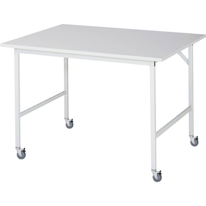 Work table, mobile, melamine panel, thickness 22 mm, 30 x 30 mm, WxDxH 1250 x 1000 x 900 mm.