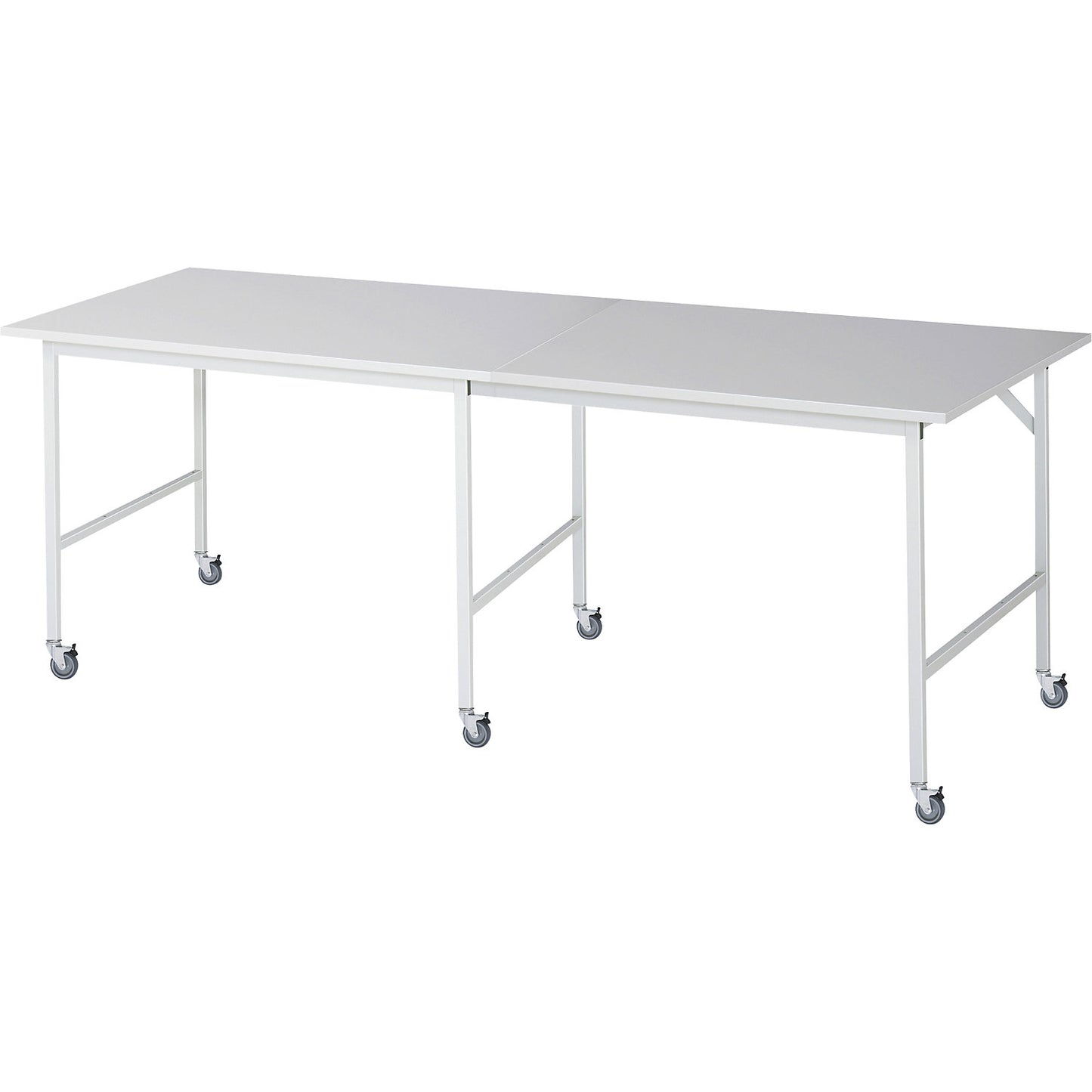 Work table, mobile, melamine panel, thickness 22 mm, 30 x 30 mm, WxDxH 2500 x 1000 x 900 mm.