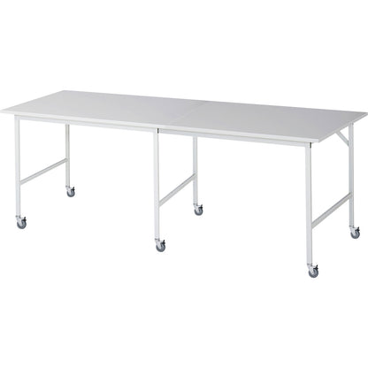 Work table, mobile, melamine panel, thickness 22 mm, 30 x 30 mm, WxDxH 2500 x 1000 x 900 mm.