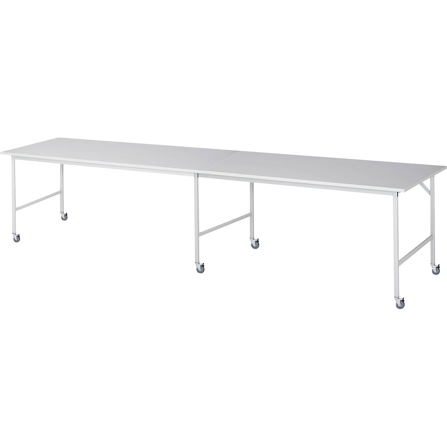 Work table, mobile, melamine panel, thickness 22 mm, 30 x 30 mm, WxDxH 4000 x 1000 x 900 mm.