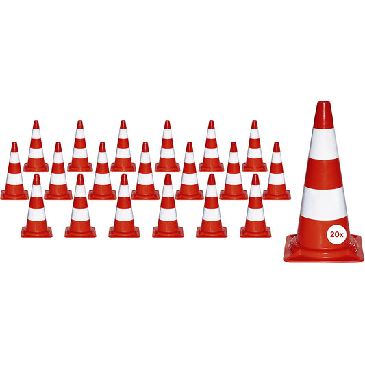 PVC traffic cone, fluorescent, pack of 20, height 500 mm.