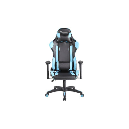 Gaming office chair, rocker mechanism with counterweight adjustment, black/blue.