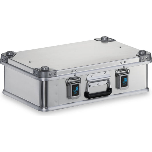 Aluminium transport case, capacity 29 l, internal LxWxH 550 x 350 x 150 mm, robust construction.