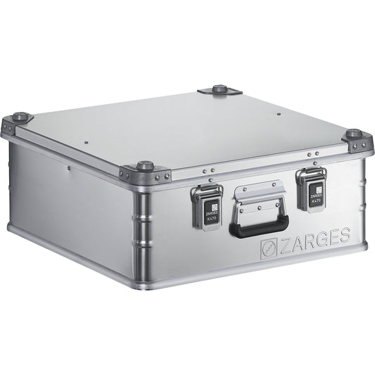 Aluminium transport case, capacity 67 l, internal LxWxH 550 x 550 x 220 mm, robust construction.