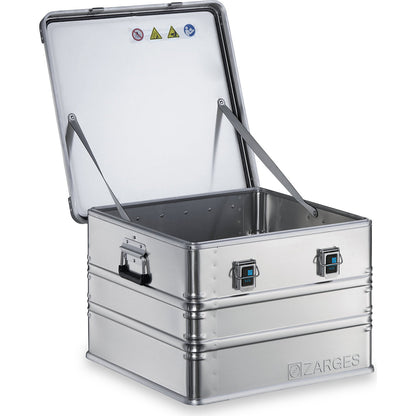 Aluminium transport case, capacity 115 l, internal LxWxH 550 x 550 x 380 mm, robust construction.