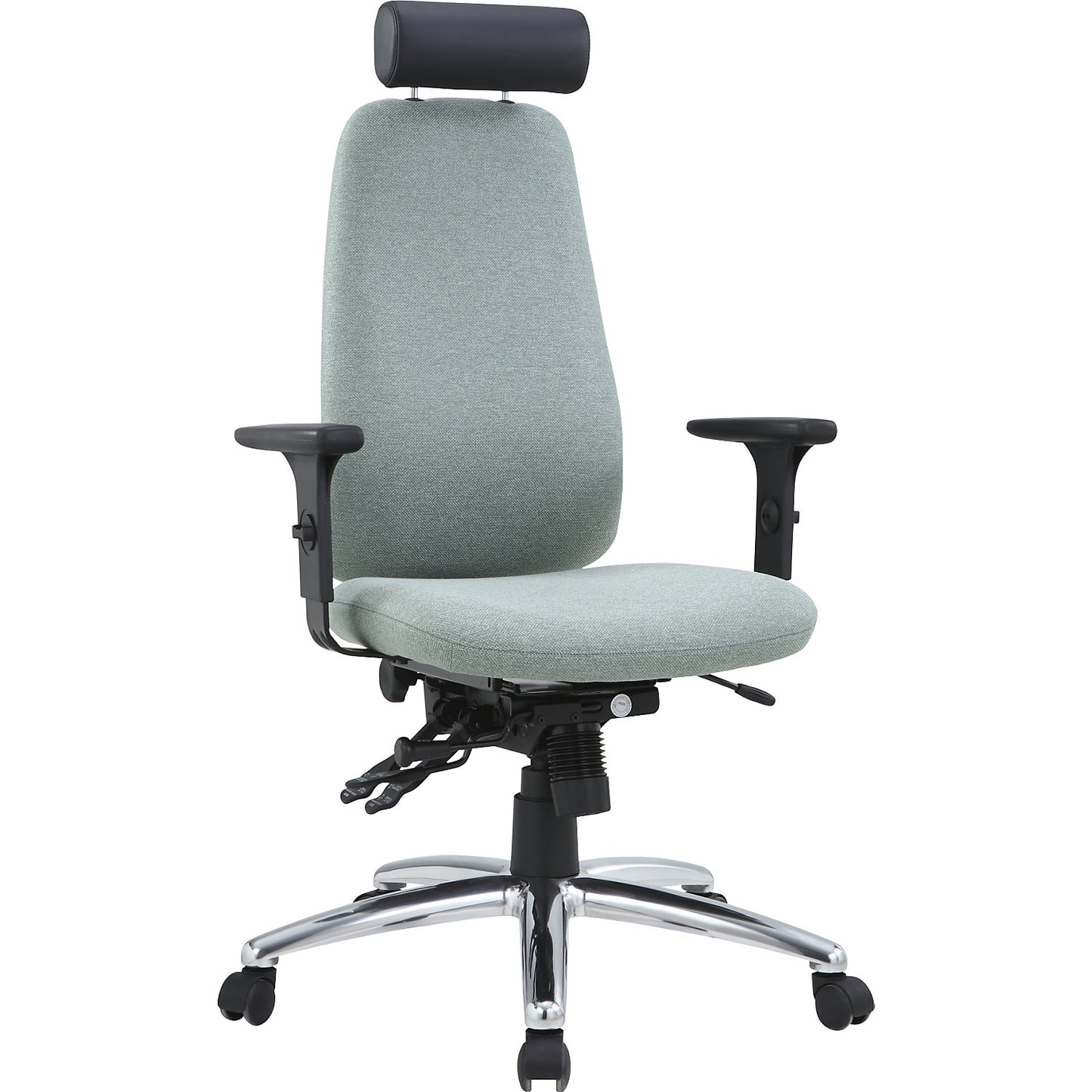 Ricky office chair, height adjustable arm rests, synchronous mechanism, light green.