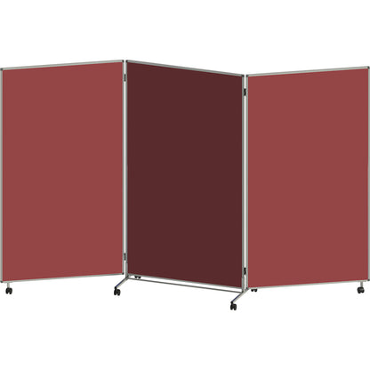 Presentation board, folding and mobile, HxWxD 1905 x 3040 x 500 mm, red brown.
