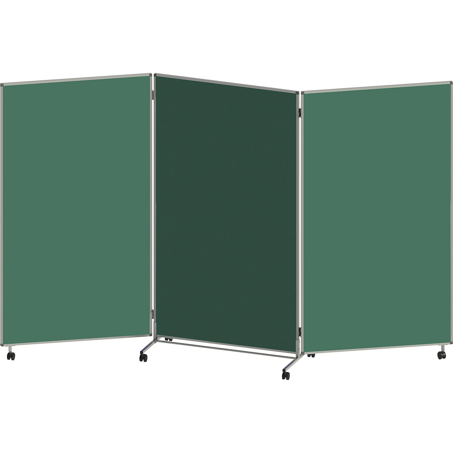 Presentation board, folding and mobile, HxWxD 1905 x 3040 x 500 mm, green.