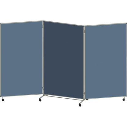 Presentation board, folding and mobile, HxWxD 1905 x 3040 x 500 mm, grey blue.