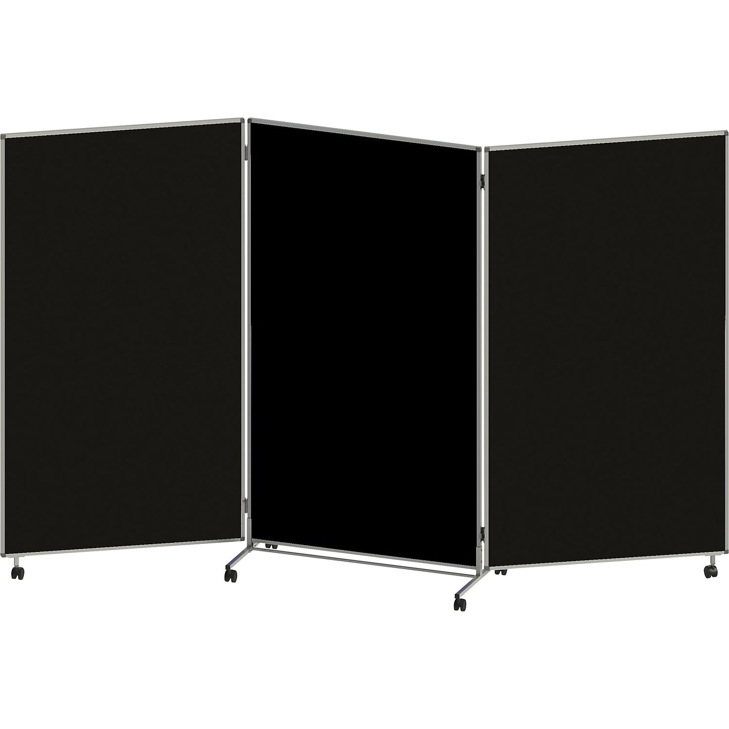Presentation board, folding and mobile, HxWxD 1905 x 3040 x 500 mm, black.