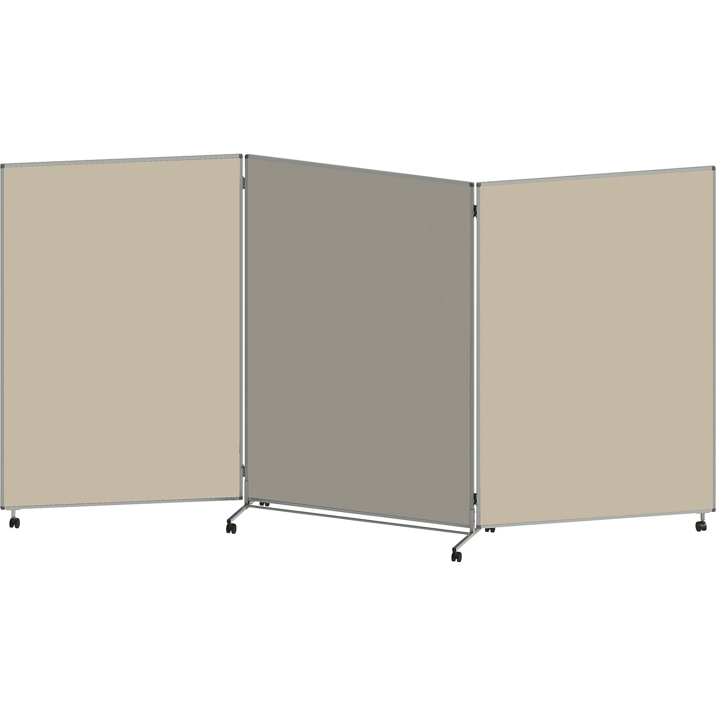 Presentation board, folding and mobile, HxWxD 1905 x 3640 x 500 mm, beige.