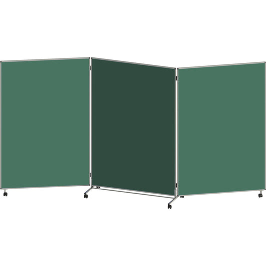 Presentation board, folding and mobile, HxWxD 1905 x 3640 x 500 mm, green.