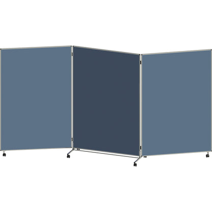 Presentation board, folding and mobile, HxWxD 1905 x 3640 x 500 mm, grey blue.