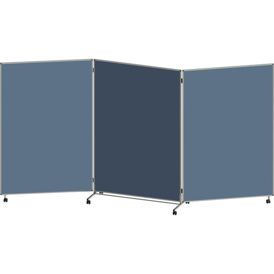 Presentation board, folding and mobile, HxWxD 1905 x 3640 x 500 mm, grey blue.