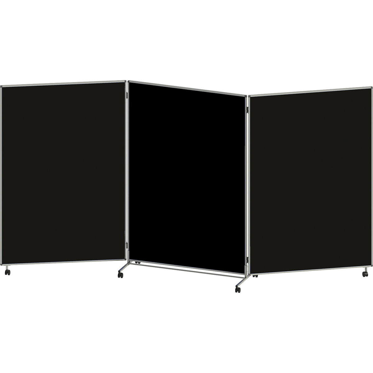 Presentation board, folding and mobile, HxWxD 1905 x 3640 x 500 mm, black.
