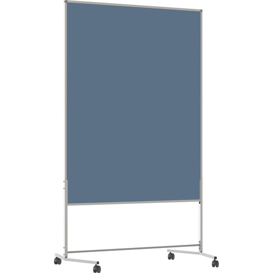 Mobile pinboard, fabric covering/whiteboard, WxH 1200 x 1500 mm, grey blue.