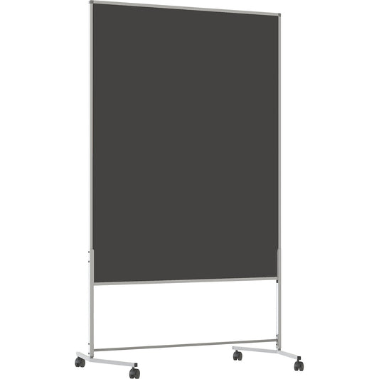 Mobile pinboard, fabric covering/whiteboard, WxH 1200 x 1500 mm, charcoal.