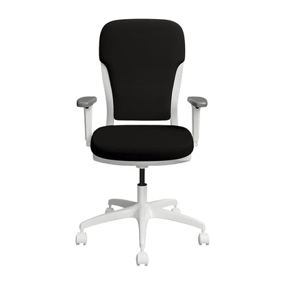 MOTION office chair, upholstered backrest, white, black.